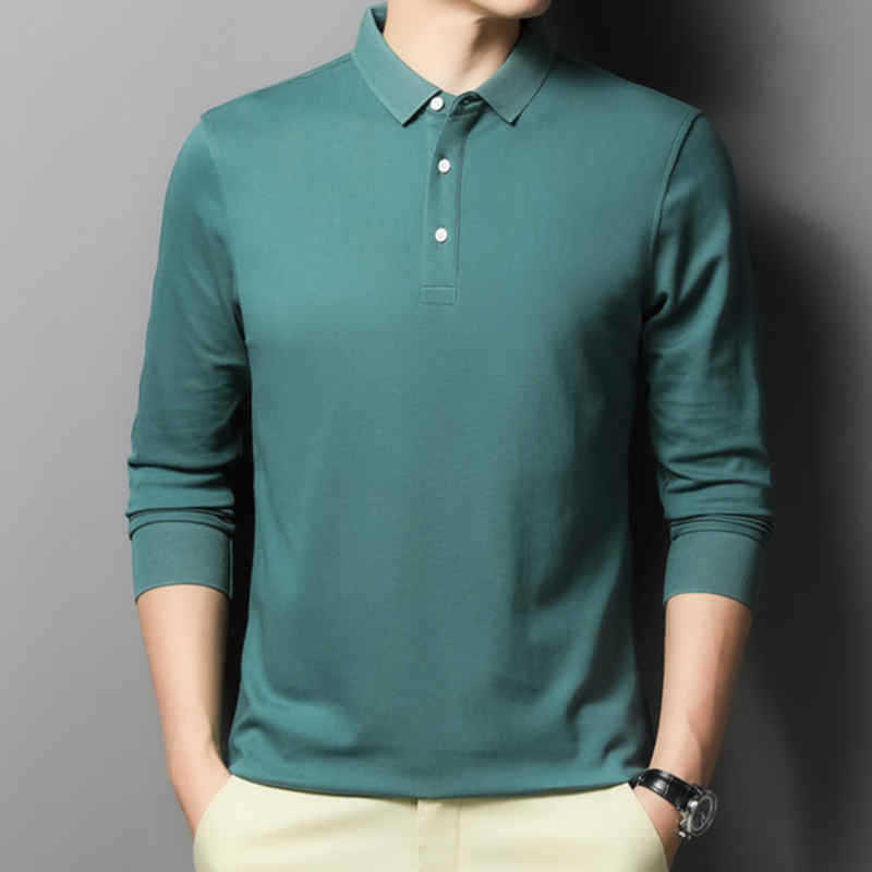 Casual Comfortable Fashion Classic Solid Color Long Sleeve Lapel Polo Shirt | Koalakits36
