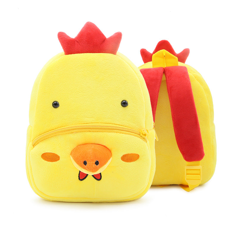 Cute Plush Animal Backpack for Kids – Cartoon Kindergarten School Bag with Zipper Pocket, Lightweight Soft Toy Design