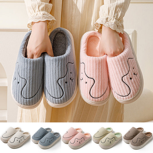 Striped Cat Slippers Indoor Couple Non-slip Floor Bedroom Slipper Winter Warm Plush House Shoes koalakits36
