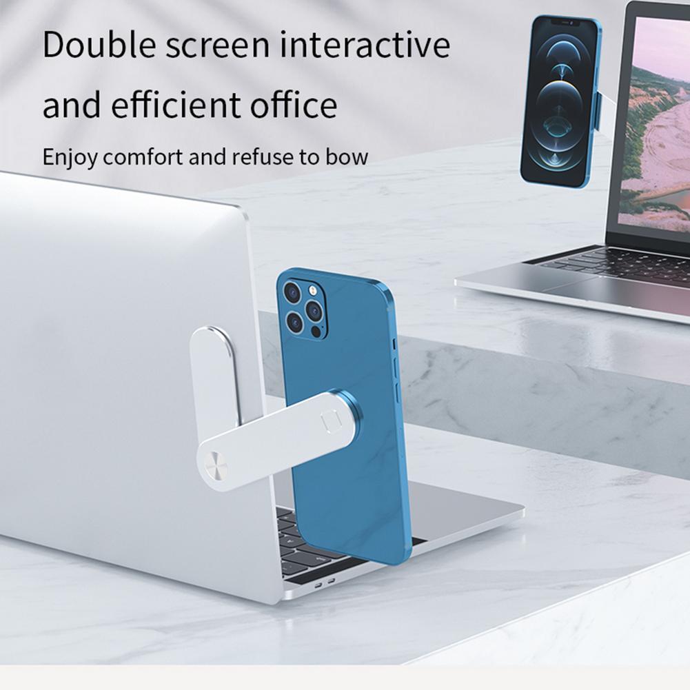 Laptop Phone Holder, Adjustable Laptop Side Mount Clip, Magnetic Laptop Monitor Mount, Expansion Bracket Tablet Clip For Dual Screen