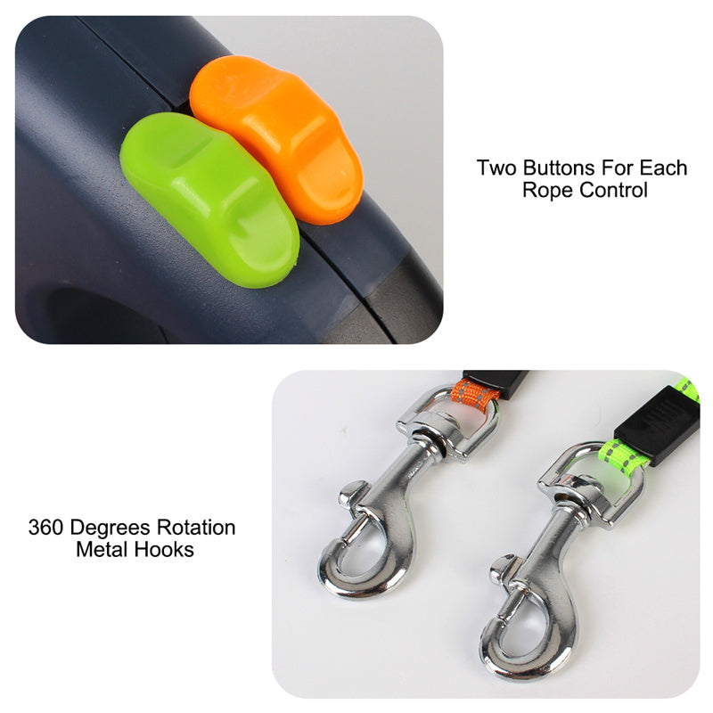 Retractable Dog Leash For Small Dogs Reflective Dual Pet Dogs Walking Leash | Koalakits36