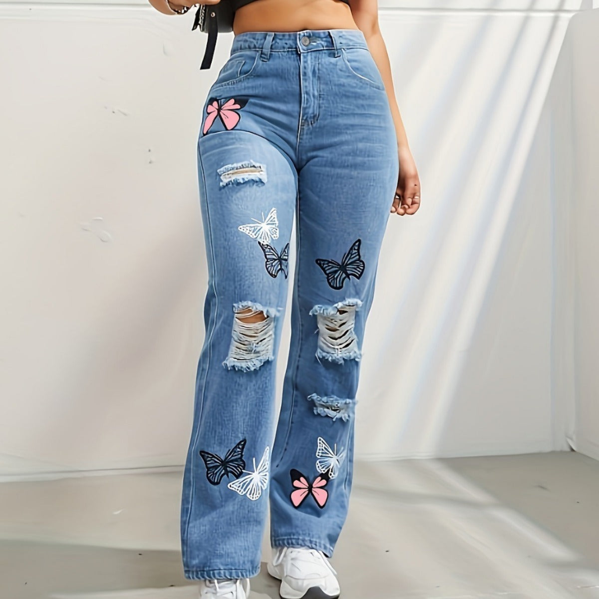 High Waisted Straight Leg Jeans For Women Trendy