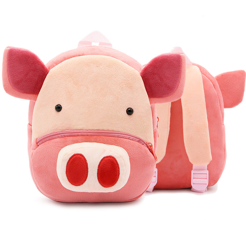 Cute Plush Animal Backpack for Kids – Cartoon Kindergarten School Bag with Zipper Pocket, Lightweight Soft Toy Design