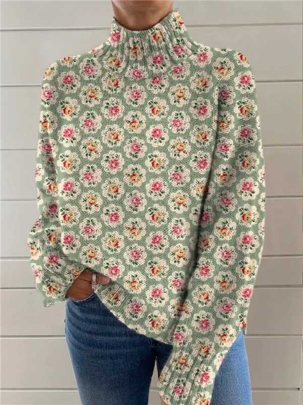Women's Christmas Printed Turtleneck Sweater Koalakits36