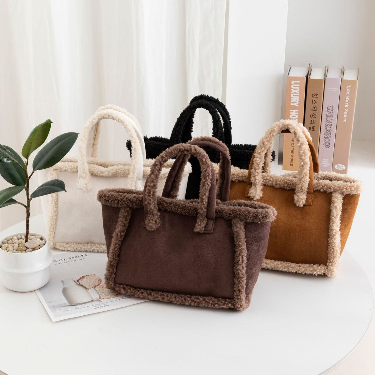 Womens Plush Crossbody Tote Bag Koalakits36