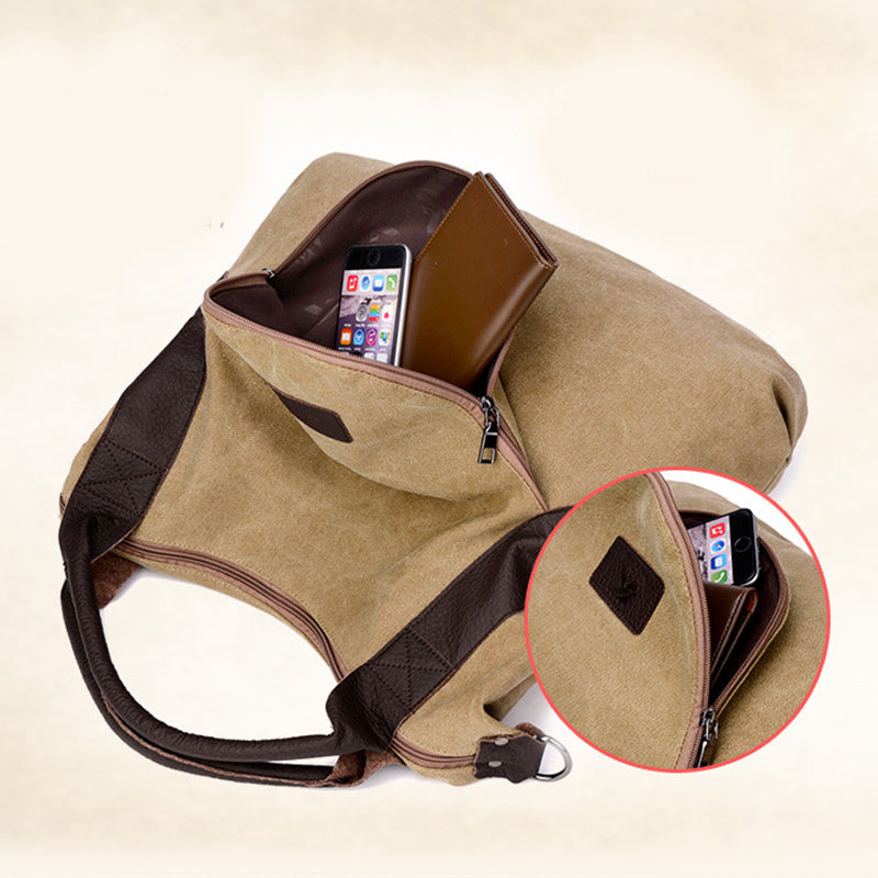 Women's Vintage Canvas Shoulder Bag – Minimalist Retro Crossbody Handbag for Everyday Use