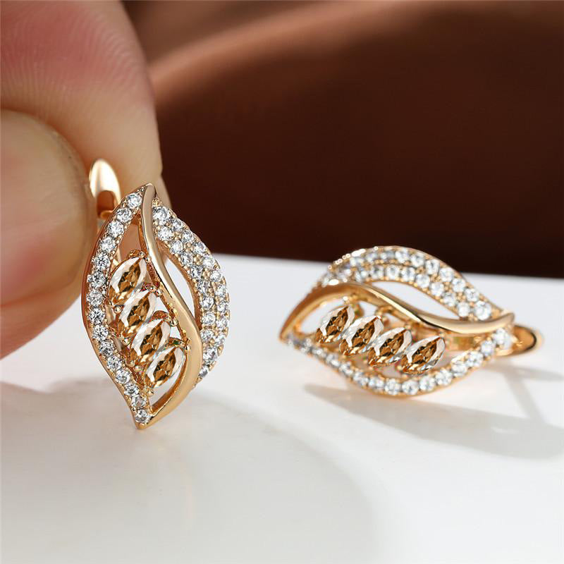 Leaf-shaped Rhinestones Earrings Fashion Unique Zircon-encrusted Stud Earrings | Koalakits36