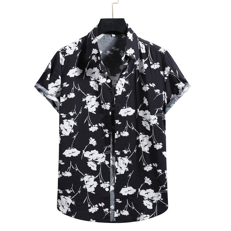 Men's Casual Fashionable Digital-Print Short-Sleeve Shirt