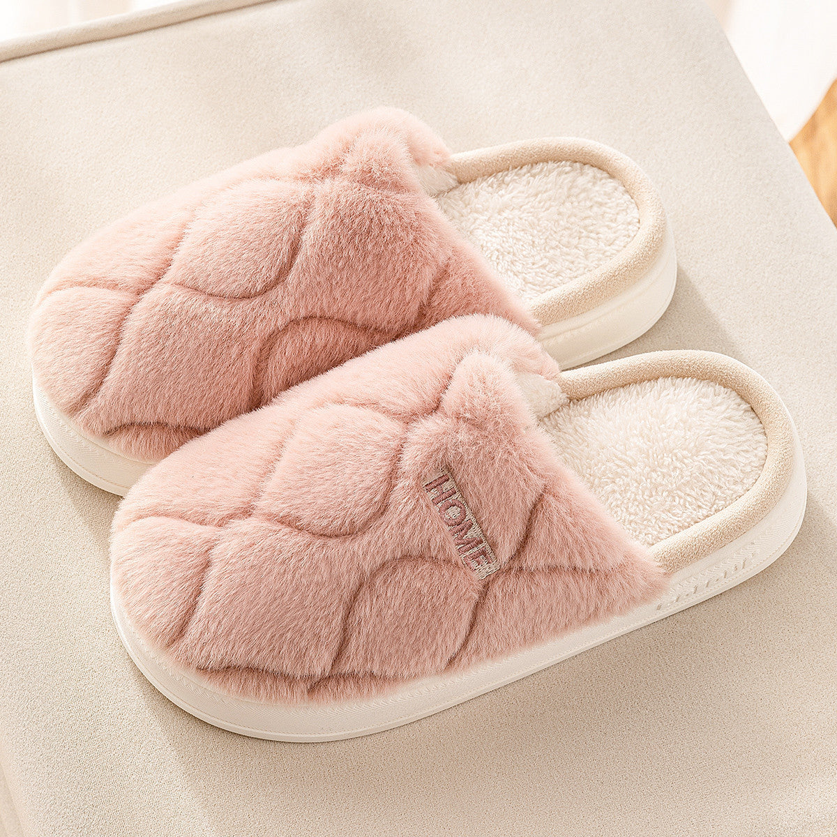 Plush Slippers Winter For Women Indoor Floor Bedroom Home Slipper Warm Solid House Shoes