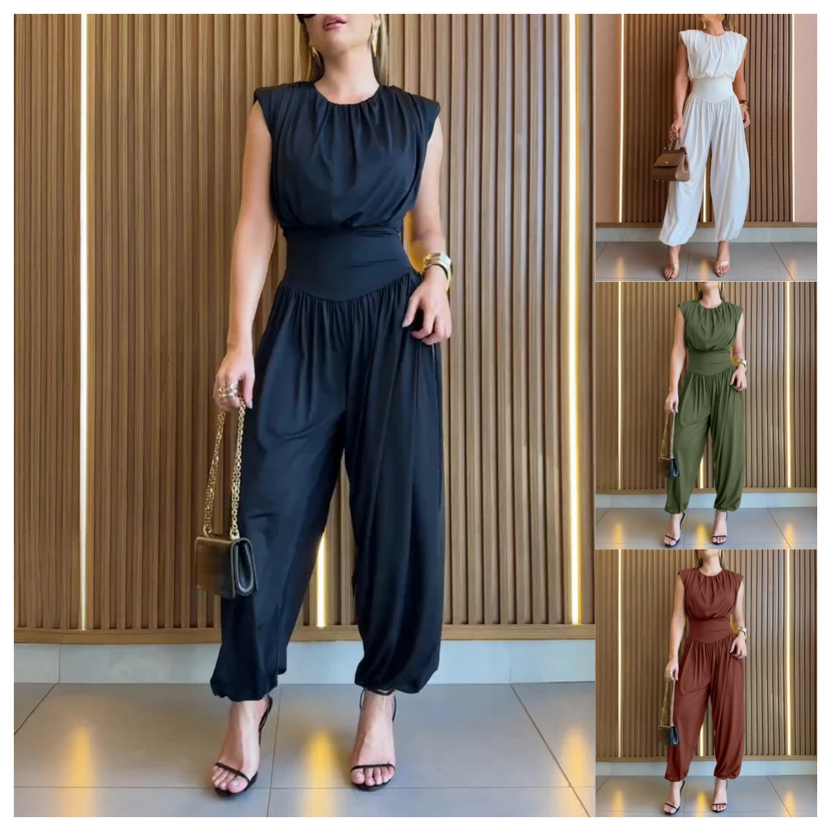 Womens Fashion Loose-fit Elegant Waist-cinching Jumpsuit