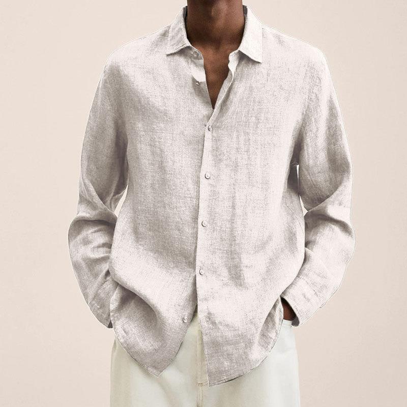 Long Sleeve Lapel Shirt Men's Loose Button Cardigan Shirt Top Mens Clothing