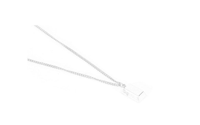 Energy Nugget Long Necklace Men's Personality Fashion Domineering Japan and South Korea Edition Square Titanium Steel Pendant