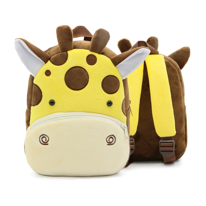 Cute Plush Animal Backpack for Kids – Cartoon Kindergarten School Bag with Zipper Pocket, Lightweight Soft Toy Design