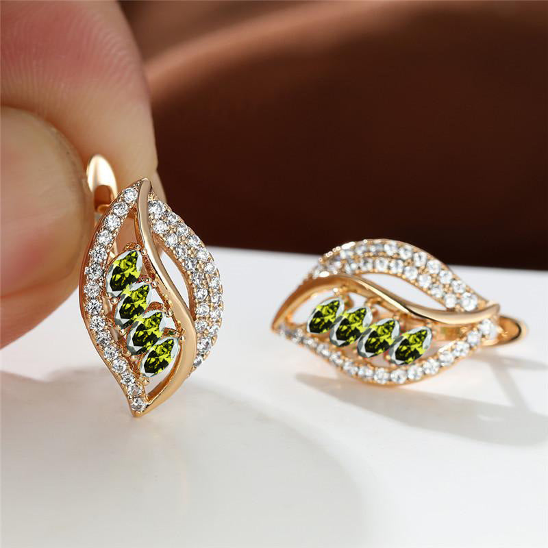 Leaf-shaped Rhinestones Earrings Fashion Unique Zircon-encrusted Stud Earrings | Koalakits36