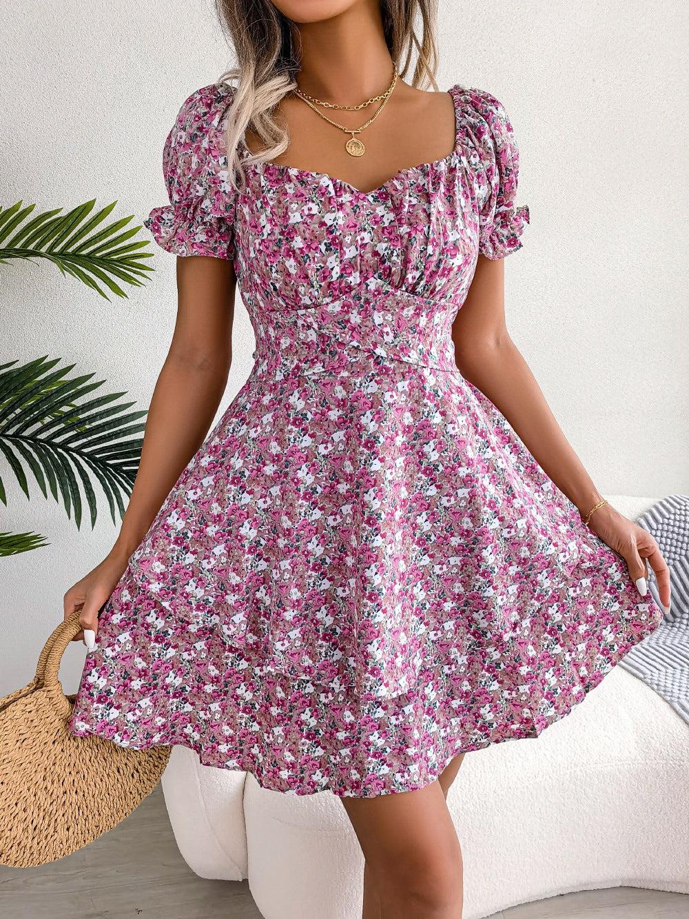 Short Sleeves High Waist Summer Dress Clothes