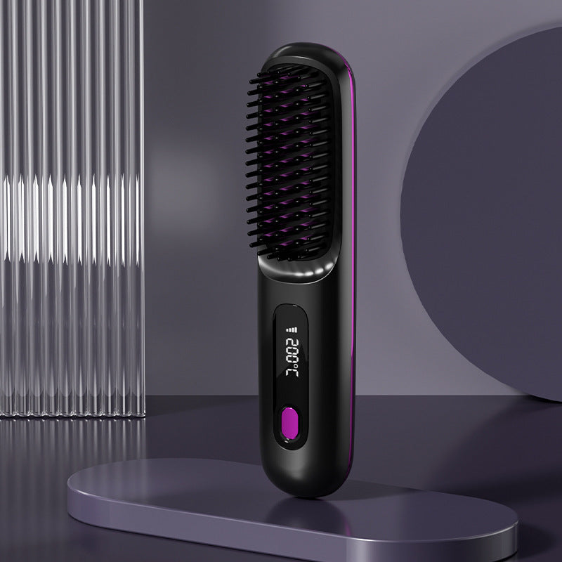 2 In 1 Hair Comb Wireless Straightener Brush Hair Fast Heating Portable Hot Curler | Koalakits36