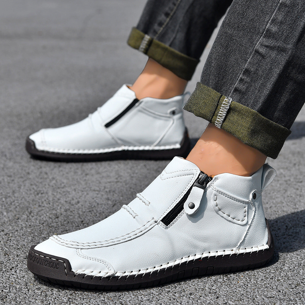 Men's Flats Ankle Boots Fashion Casual Side-zipper Boot Temperament Commuter Shoes Koalakits36