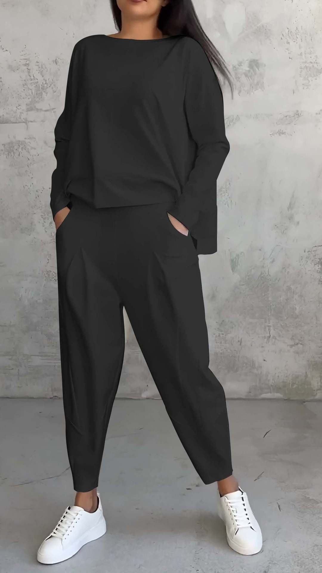 Women's Irregular Suit Long-sleeved Round Neck Top And Loose Harem Pants | Koalakits36
