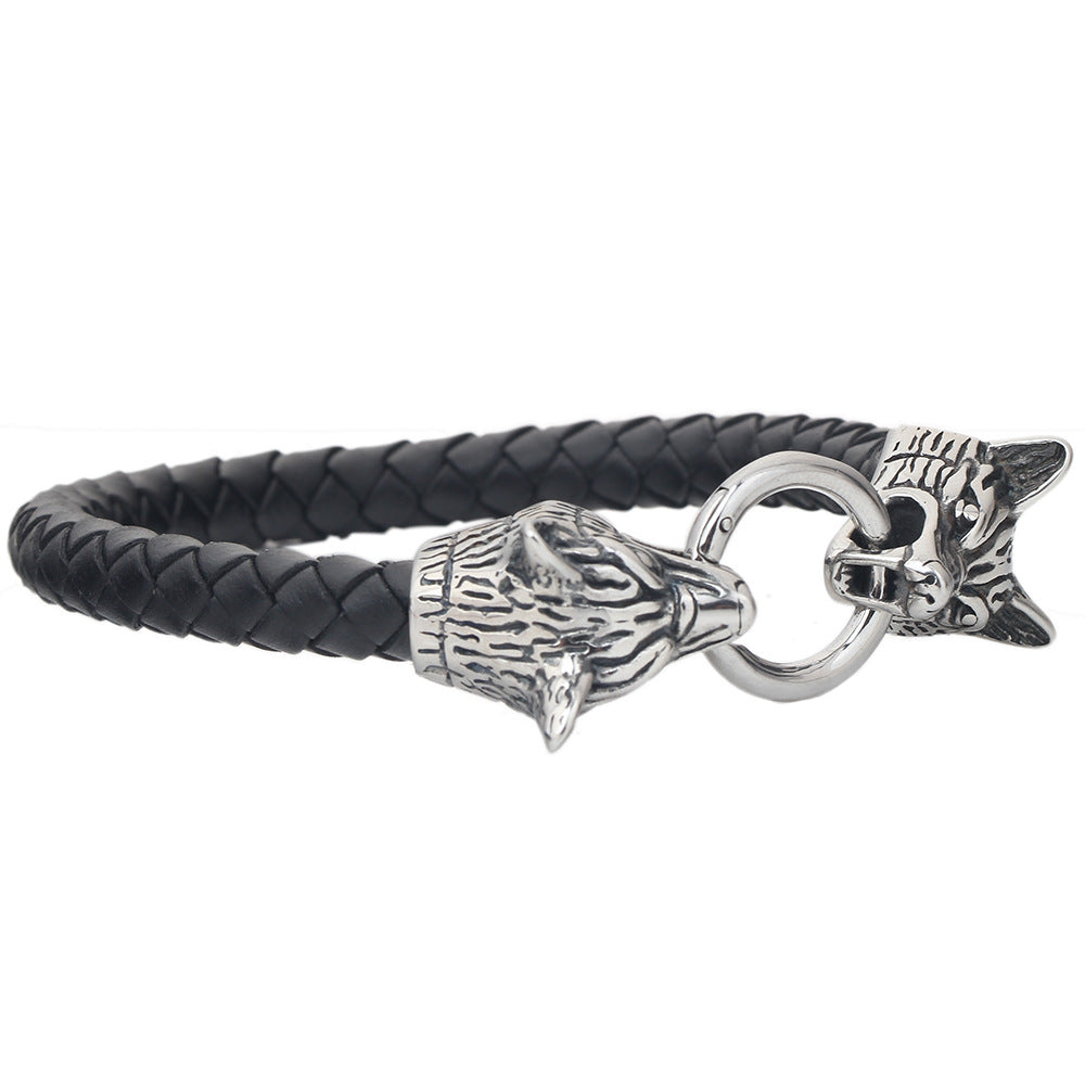 Titanium Steel Wolf Head Bracelet - A Bold Accessory for the Modern Man