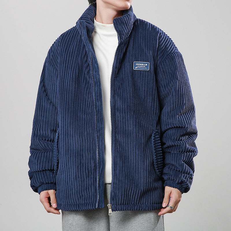 Winter Corduroy Cotton-padded Coat Warm Stand Collar Zipper Jacket Casual Outdoor Streetwear  Koalakits36