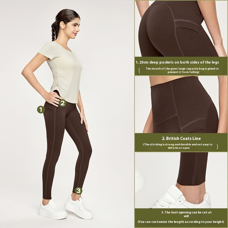 Cool Feeling Yoga Pants Outer Wear Pocket High Waist Hip Lift Sports Tights | Koalakits36