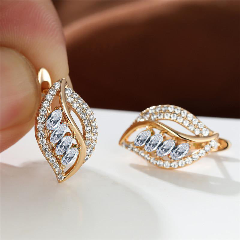 Leaf-shaped Rhinestones Earrings Fashion Unique Zircon-encrusted Stud Earrings | Koalakits36