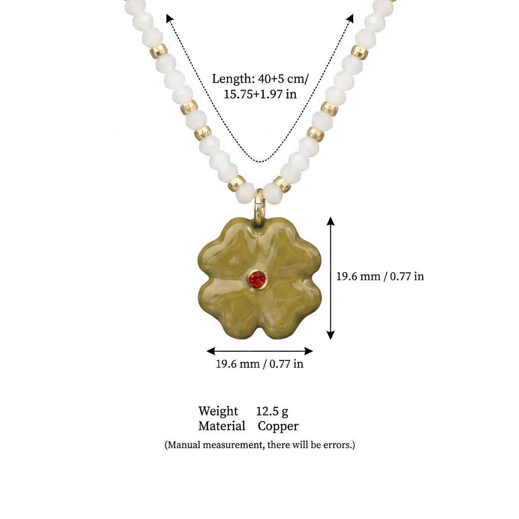 Red Oil-drop Flower Clavicle Necklace For Women
