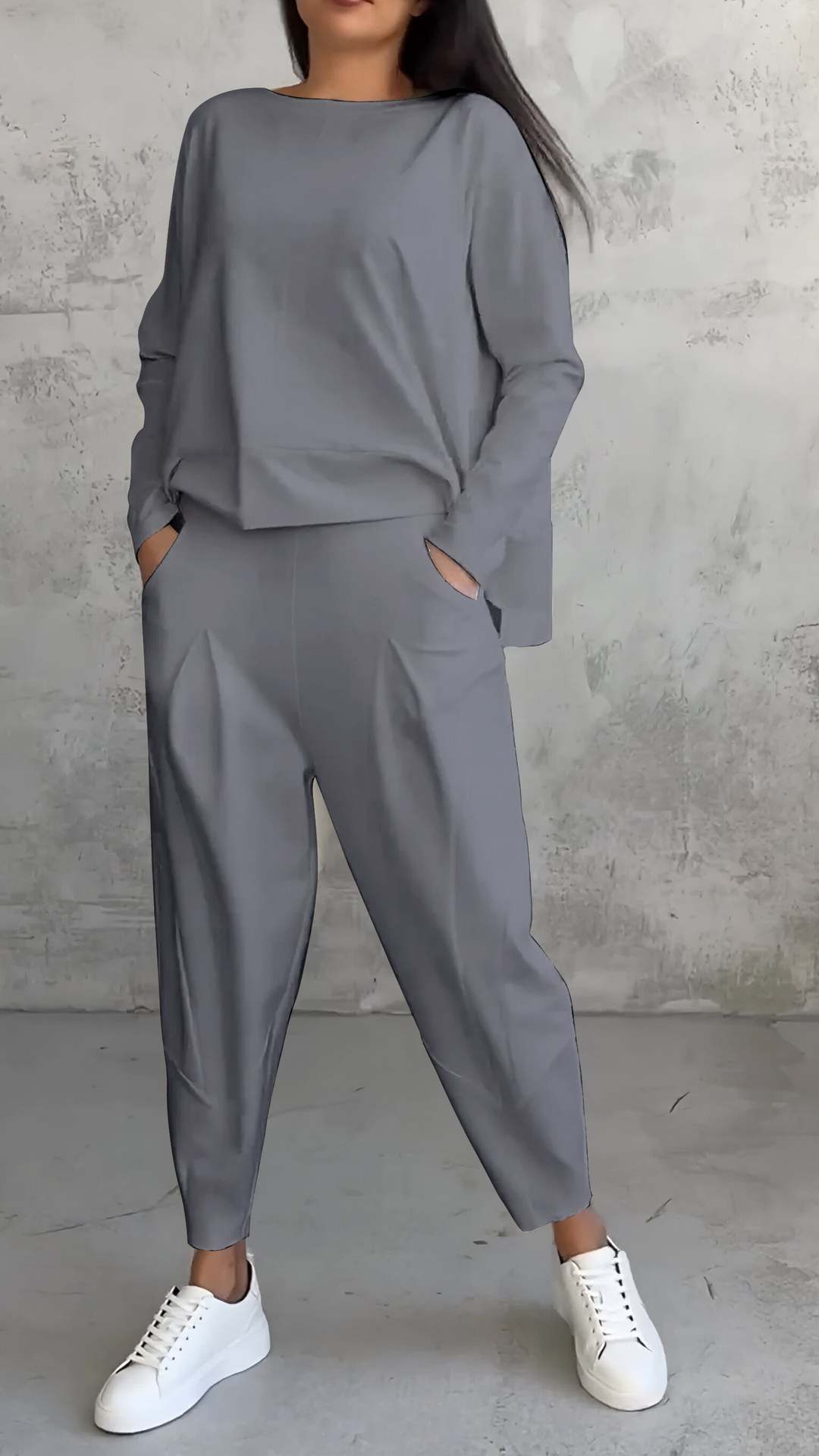 Women's Irregular Suit Long-sleeved Round Neck Top And Loose Harem Pants | Koalakits36