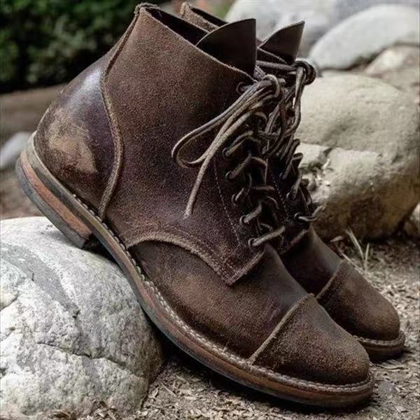 Retro thin belt buckle thick heel men's short boots Koalakits36