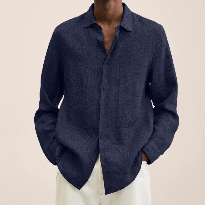 Long Sleeve Lapel Shirt Men's Loose Button Cardigan Shirt Top Mens Clothing