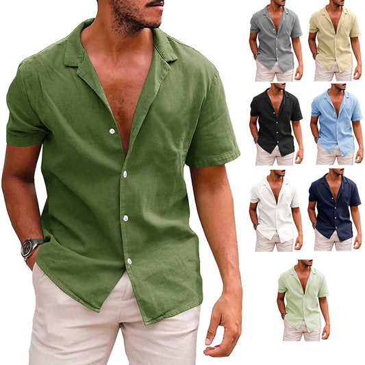 Men's Tops Casual Button Down Shirt Short Sleeve Beach Shirt 