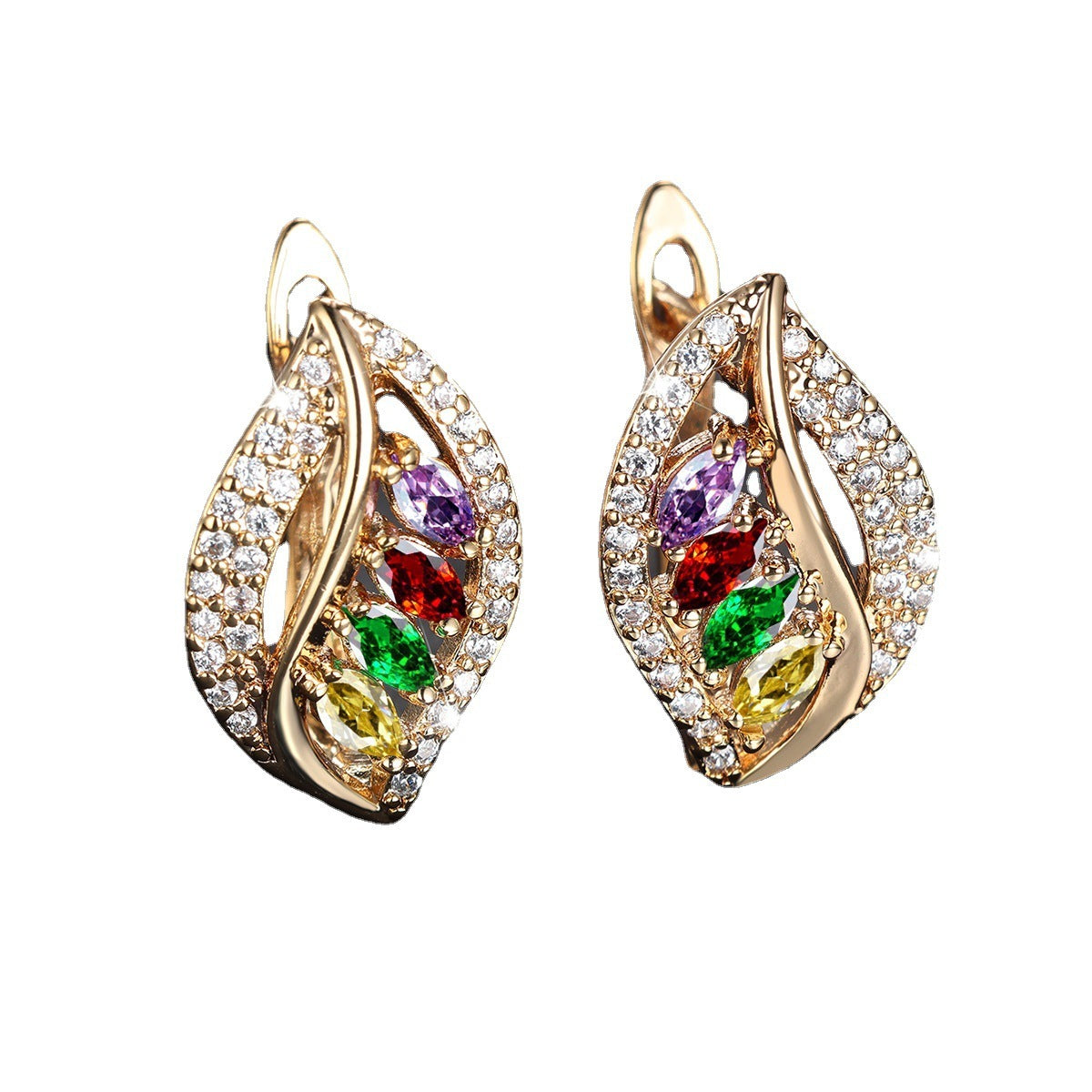 Leaf-shaped Rhinestones Earrings Fashion Unique Zircon-encrusted Stud Earrings | Koalakits36