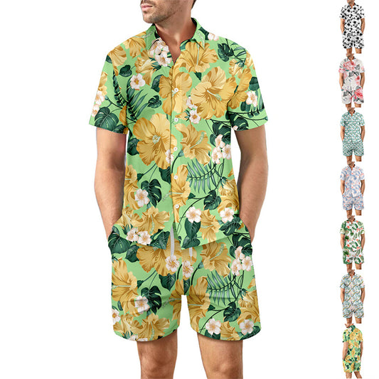 Printed Beach Shirt Summer Suit Loose Lapel Button Top