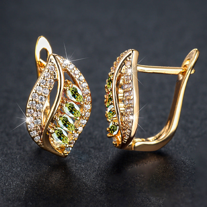 Leaf-shaped Rhinestones Earrings Fashion Unique Zircon-encrusted Stud Earrings | Koalakits36
