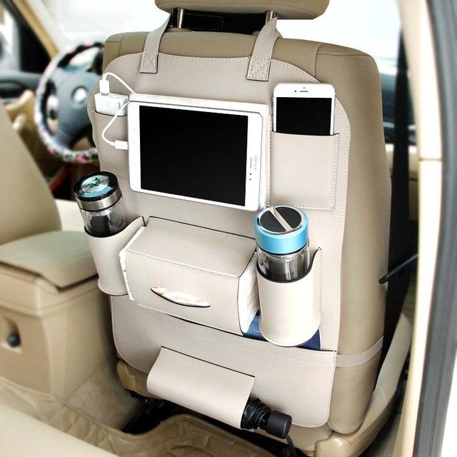 HQ Leather Car Seat Organizer – Premium Leather Storage Pockets for Cars, SUVs & Trucks