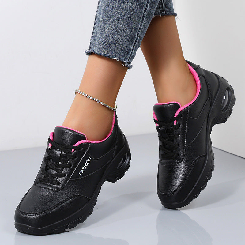 Women's Thick Bottom Spring And Autumn Low Top Leather Surface  Outdoor Running Shoes Koalakits36