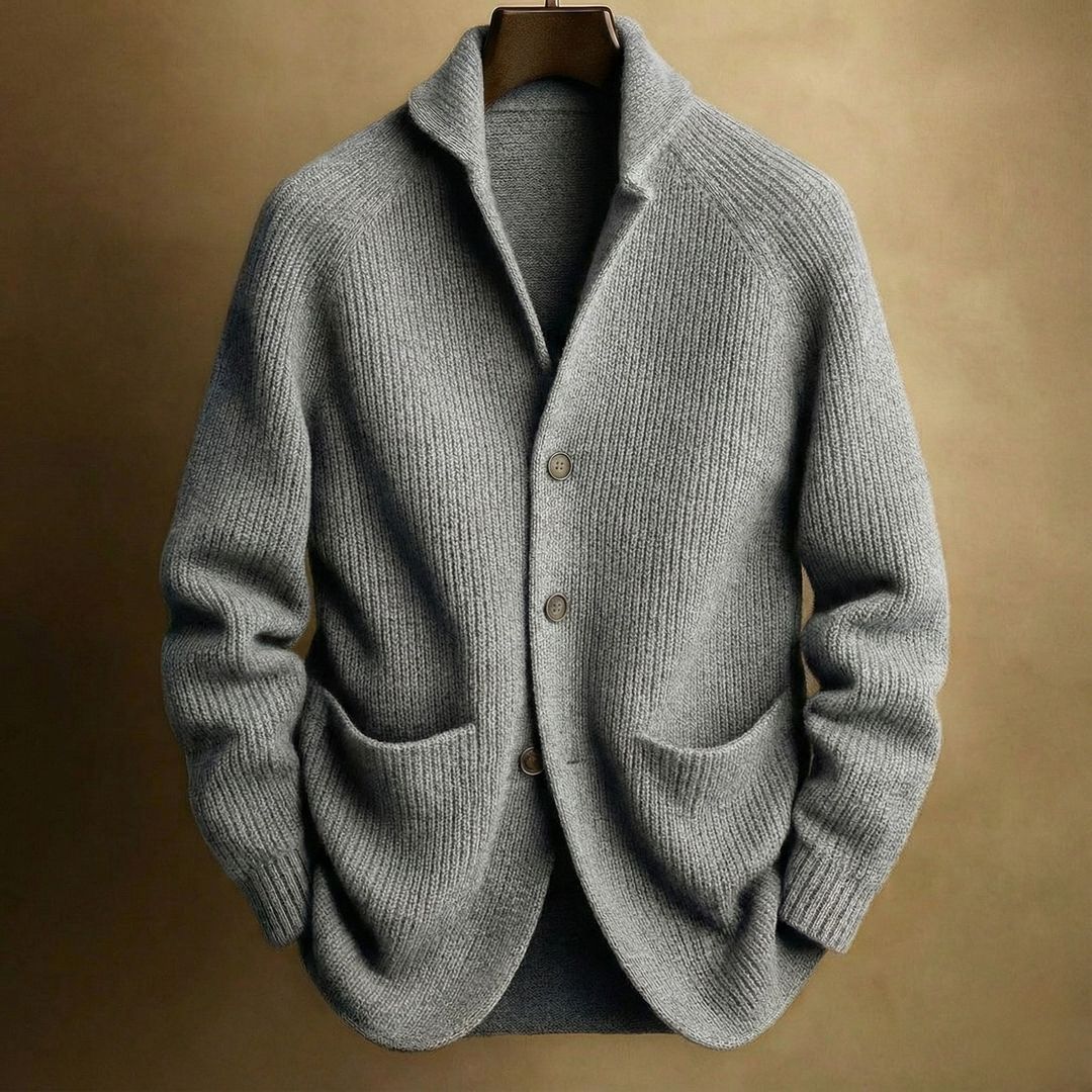 Men’s Knitted Cardigan Casual Button Pocket Long Sleeve Jacket