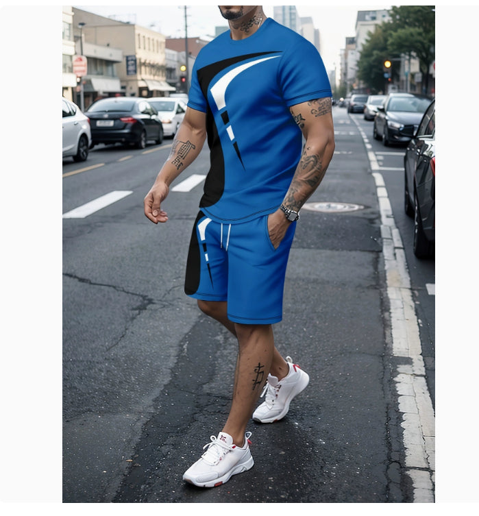 Men’s Printed T-Shirt and Shorts Sportswear Casual Set