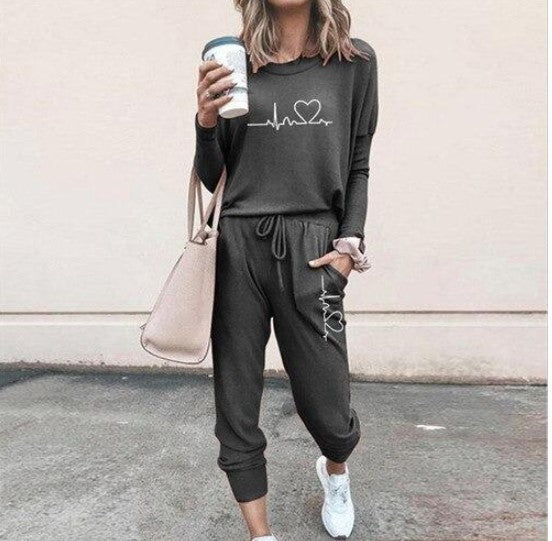 Women's Long Sleeve Suit Fashion Pullover Top And Pockets Drawstring Long Pants Solid Color Casual Sports Trouser Suit Clothing Koalakits36