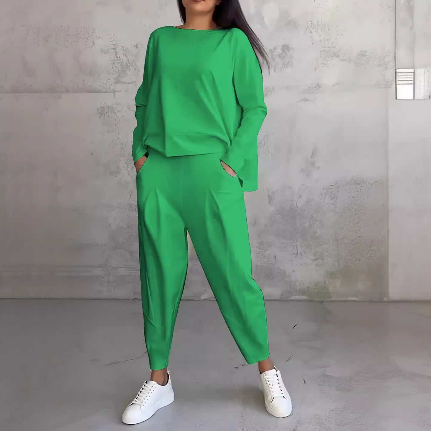 Women's Irregular Suit Long-sleeved Round Neck Top And Loose Harem Pants | Koalakits36