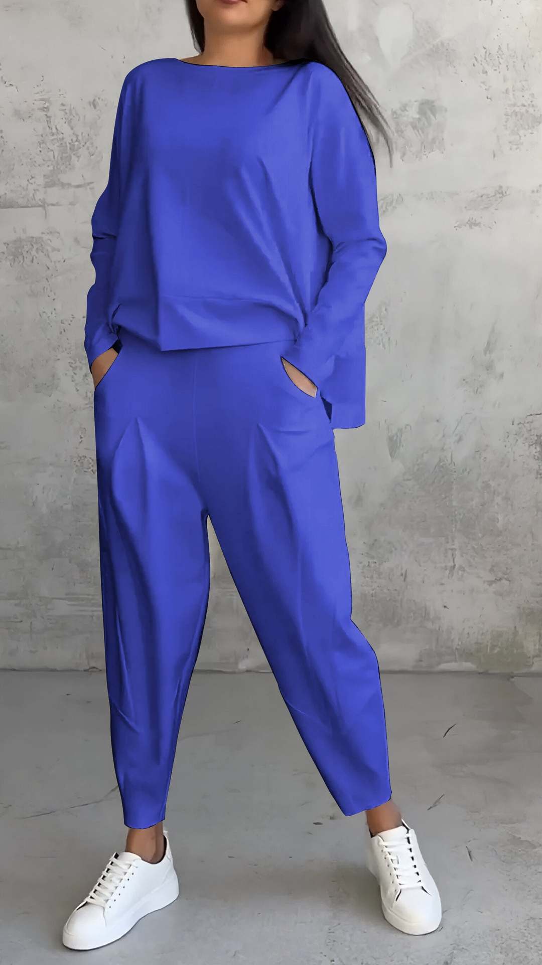 Women's Irregular Suit Long-sleeved Round Neck Top And Loose Harem Pants | Koalakits36