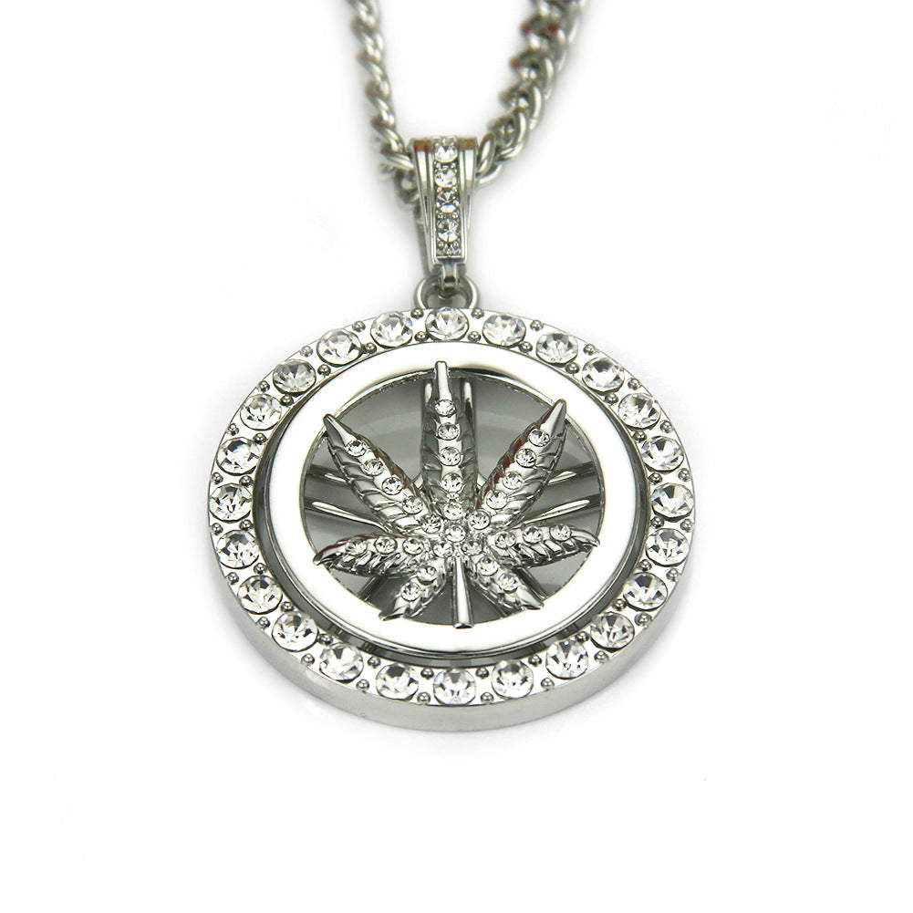 Elevate Your Style with the Hip Hop Diamond Maple Leaf Necklace for Men