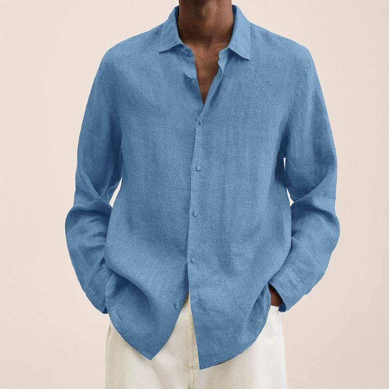 Long Sleeve Lapel Shirt Men's Loose Button Cardigan Shirt Top Mens Clothing