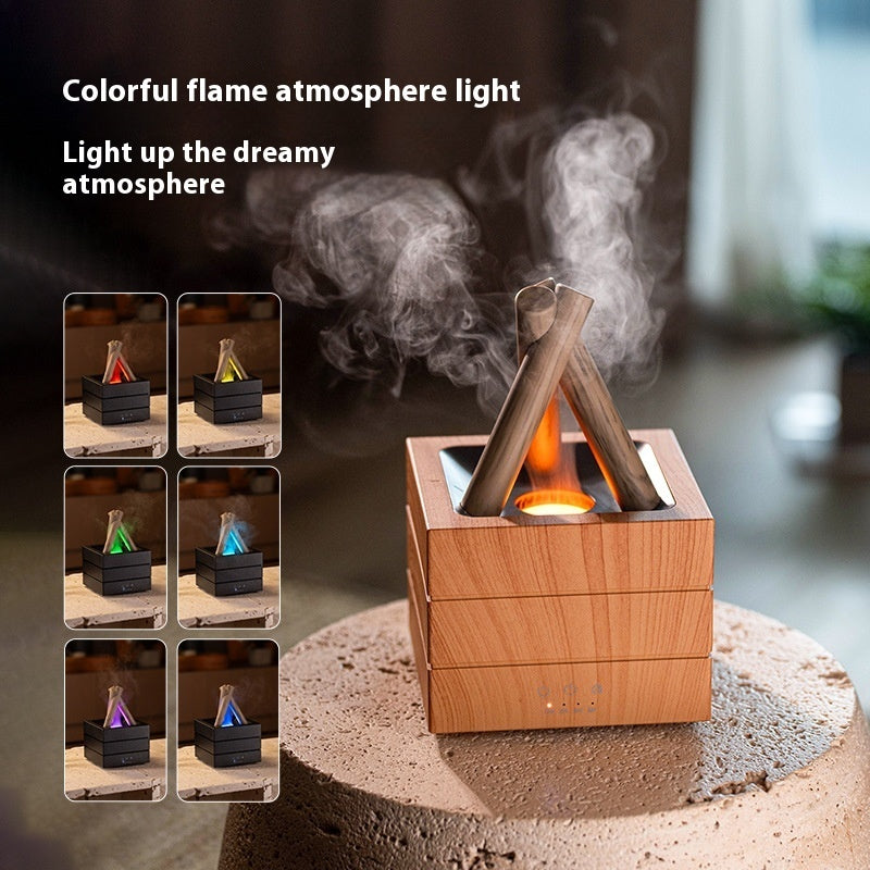 Flame Effect Aromatherapy Humidifier Aroma Diffuser Desktop Usb Plug-in Heavy Fog Essential Oil Compatible 7-Color LED Light Koalakits36