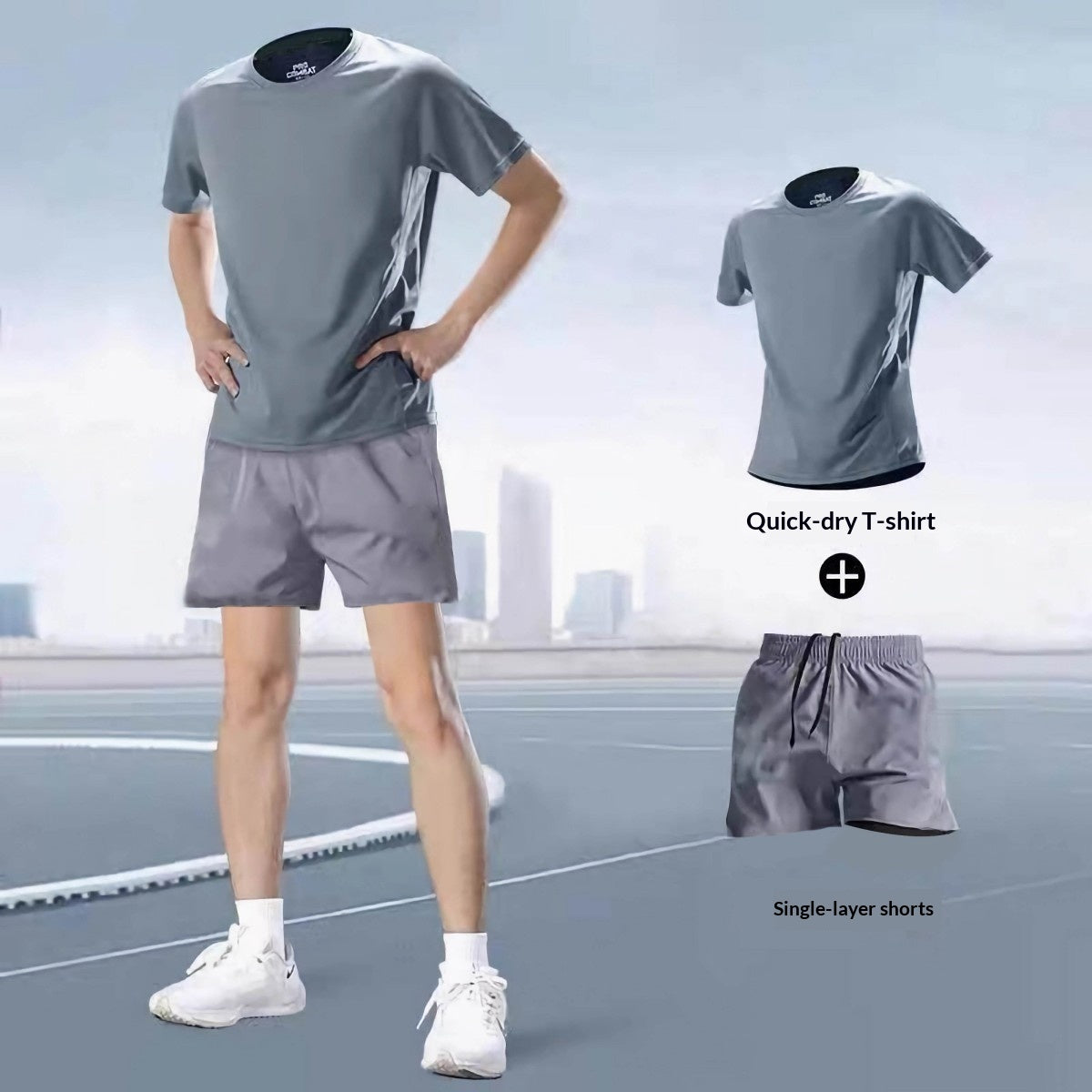 Summer Mens T-shirt Quick-drying Gym Wear Set Sports Shorts