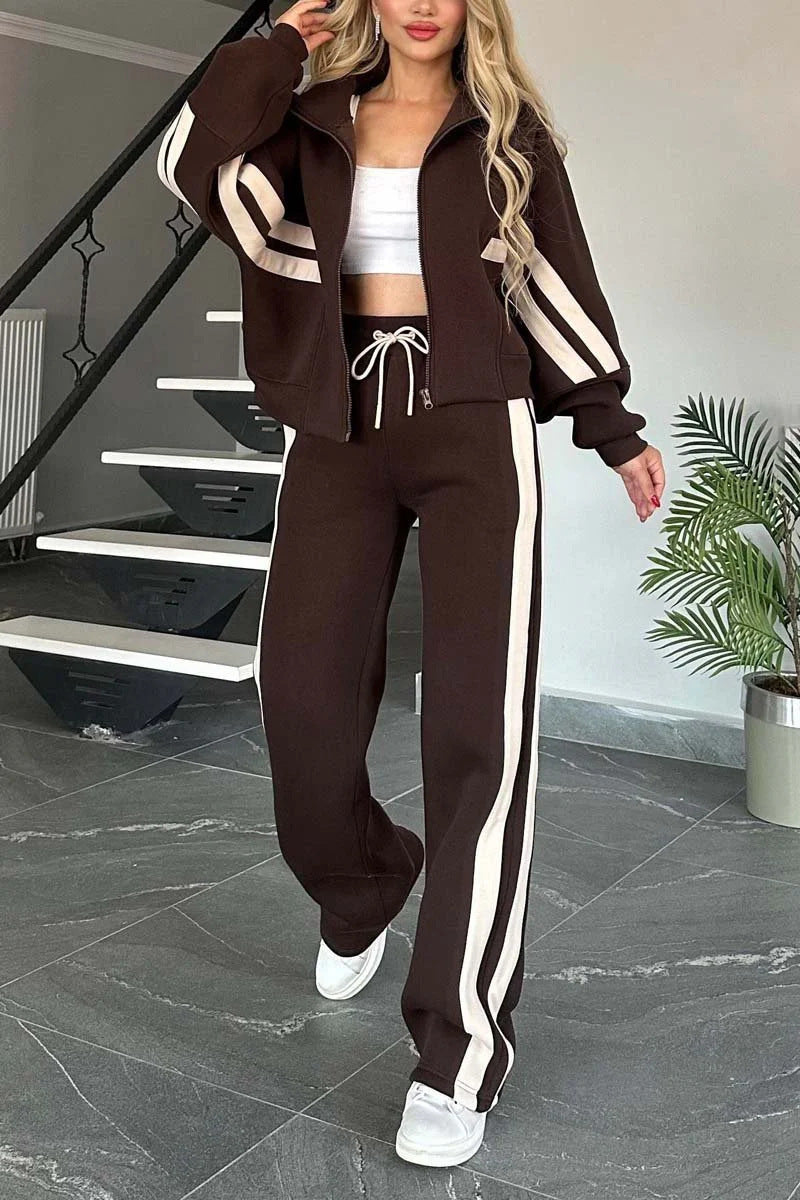 Fashion Two-piece White Sports Suit Loose Shirt Casual Pants Sets Sportswear Clothes Tracksuit Women Outfits