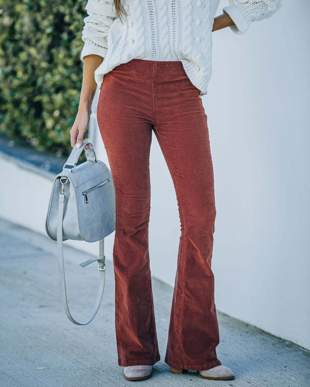 Corduroy High Waist Flared Pants Fashion Casual Slim Solid Color Trousers Women's Clothing Koalakits36