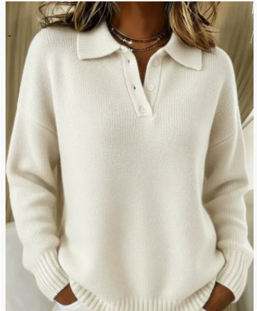 Printed Lapel Sweater Fashion Casual Long-sleeved Button Pullover Top Knitted Clothing Koalakits36