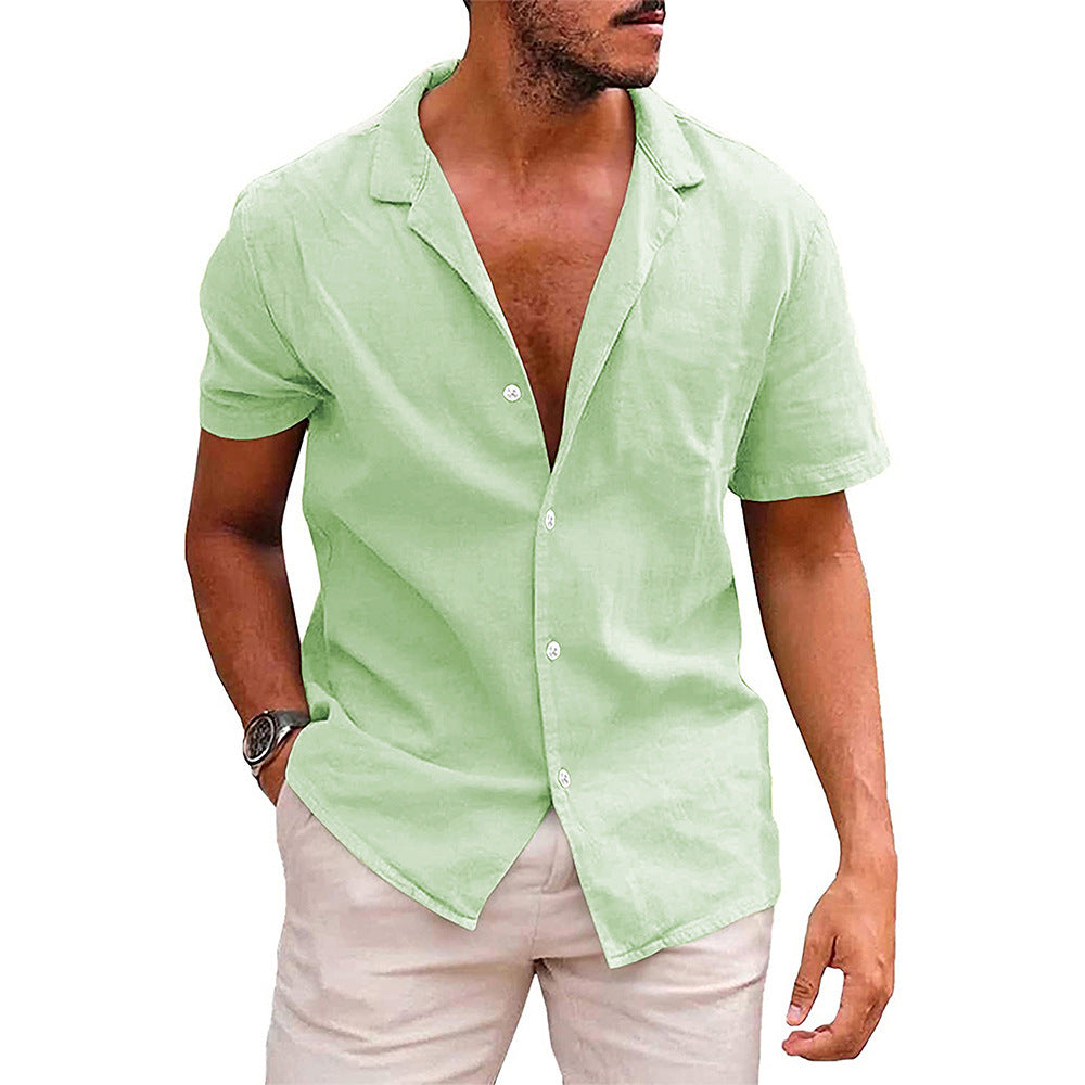 Men's Tops Casual Button Down Shirt Short Sleeve Beach Shirt 