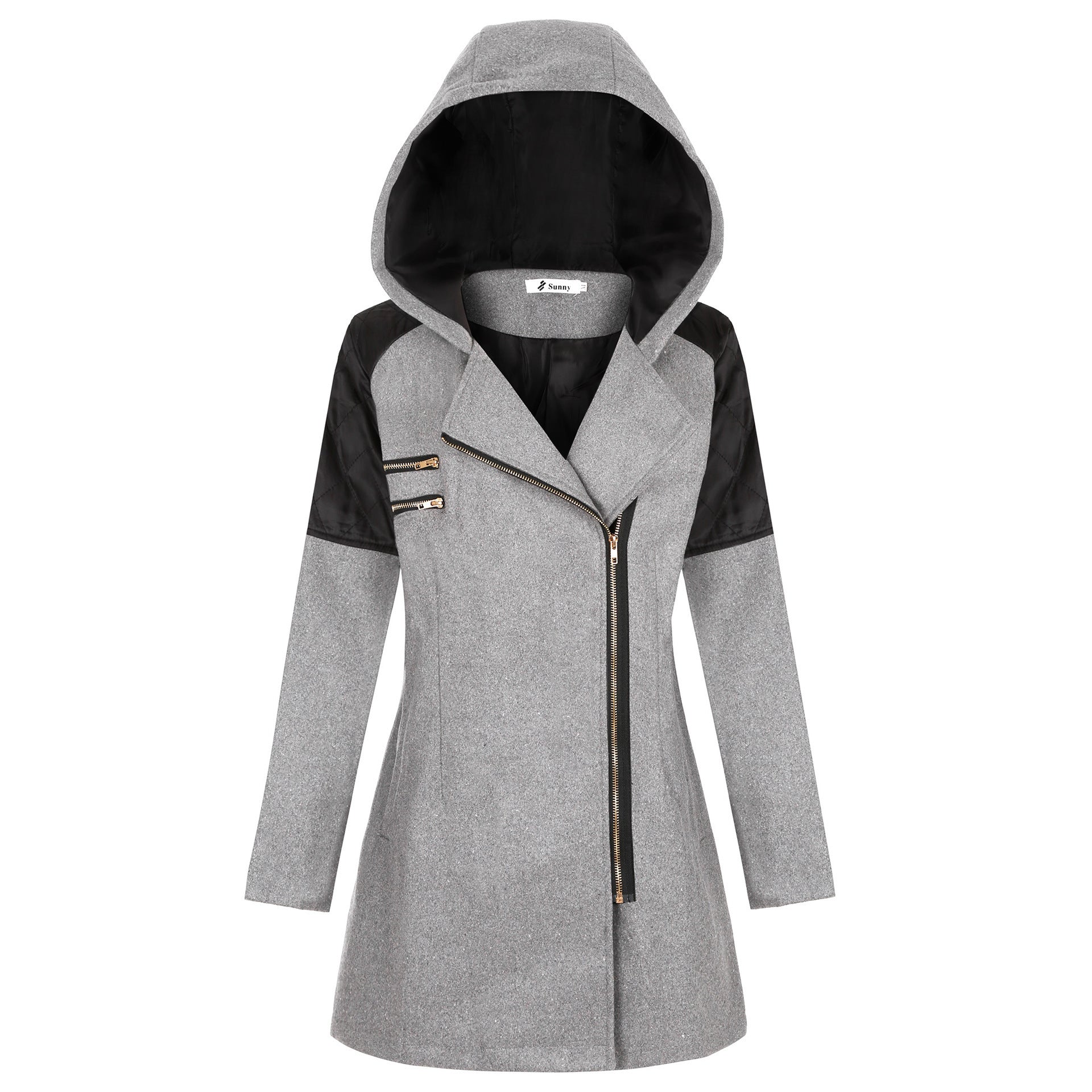 Women Warm Slim Full Zipper Coat Thick Woolen Coat Female Fall Winter Windbreaker Hooded Zipper Koalakits36